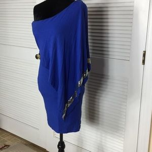 EUC mini one shoulder viscose sequins dress